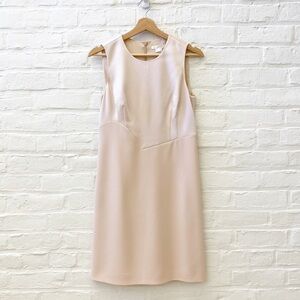 PAULE KA || Woven Dress Satin Contrast Sheath in Dragee Blush Pink 38‎ US 6